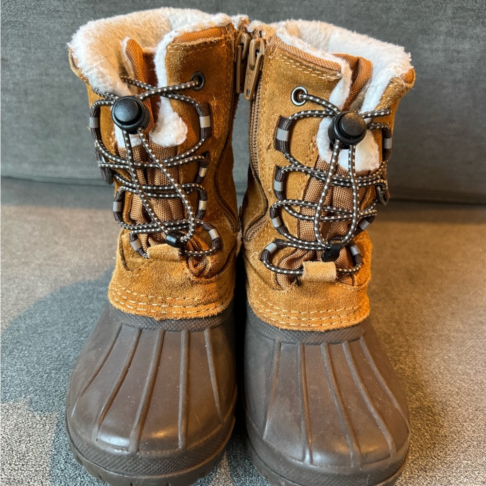 Land’s End Brown and Tan Winter Boots with Fur Lining size 10